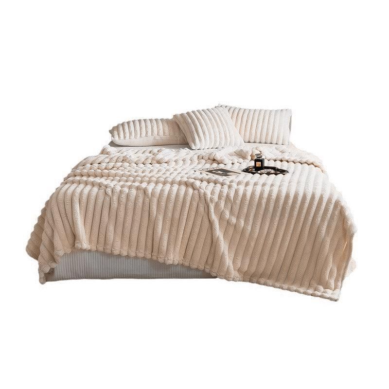 Plush Blanket Leisure Blanket Autumn Winter Warm Nap Throw Soft Cozy - Khaki-150x200cm